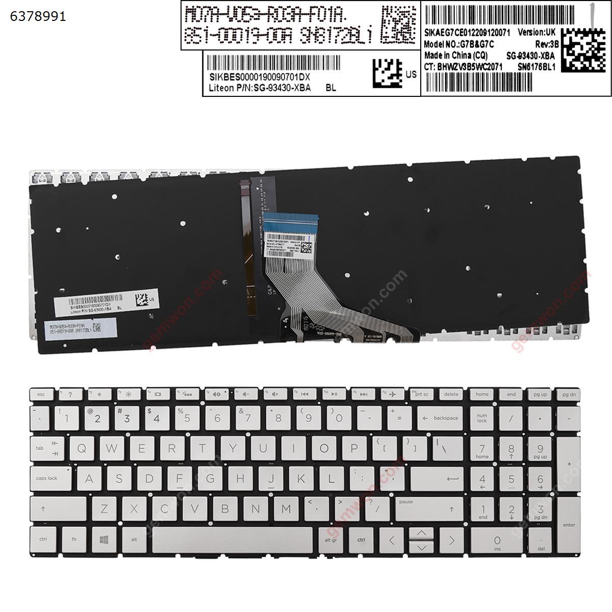 Picture of New Replacement Laptop Keyboard For HP Pavilion 15-DA 250 255 G7 Gen7 Gold ( backlit ，Small Enter WIN8) US Layout