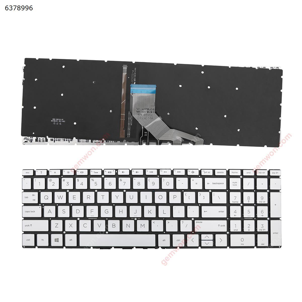 Picture of New Replacement Laptop Keyboard For HP Pavilion 15-DA 250 255 G7 Gen7 Silver ( backlit ，Small Enter WIN8) US Layout