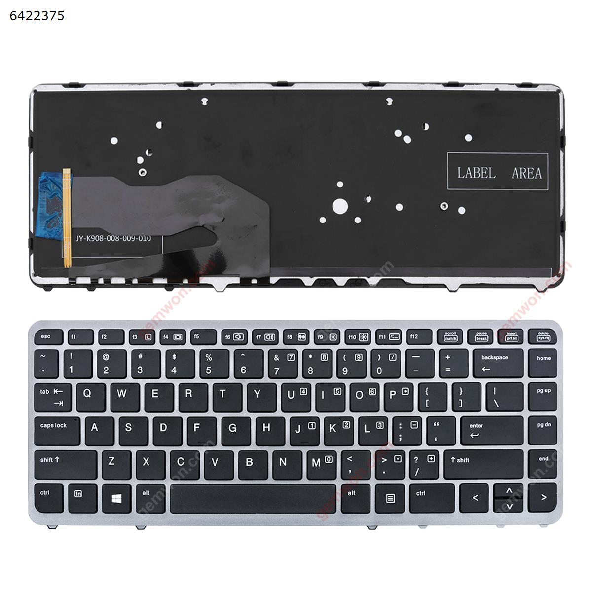Picture of New Replacement Laptop Keyboard For HP EliteBook 840 G1 850 G1 GRAY FRAME BLACK (without point,Backlit,  OEM Win8) US Layout
