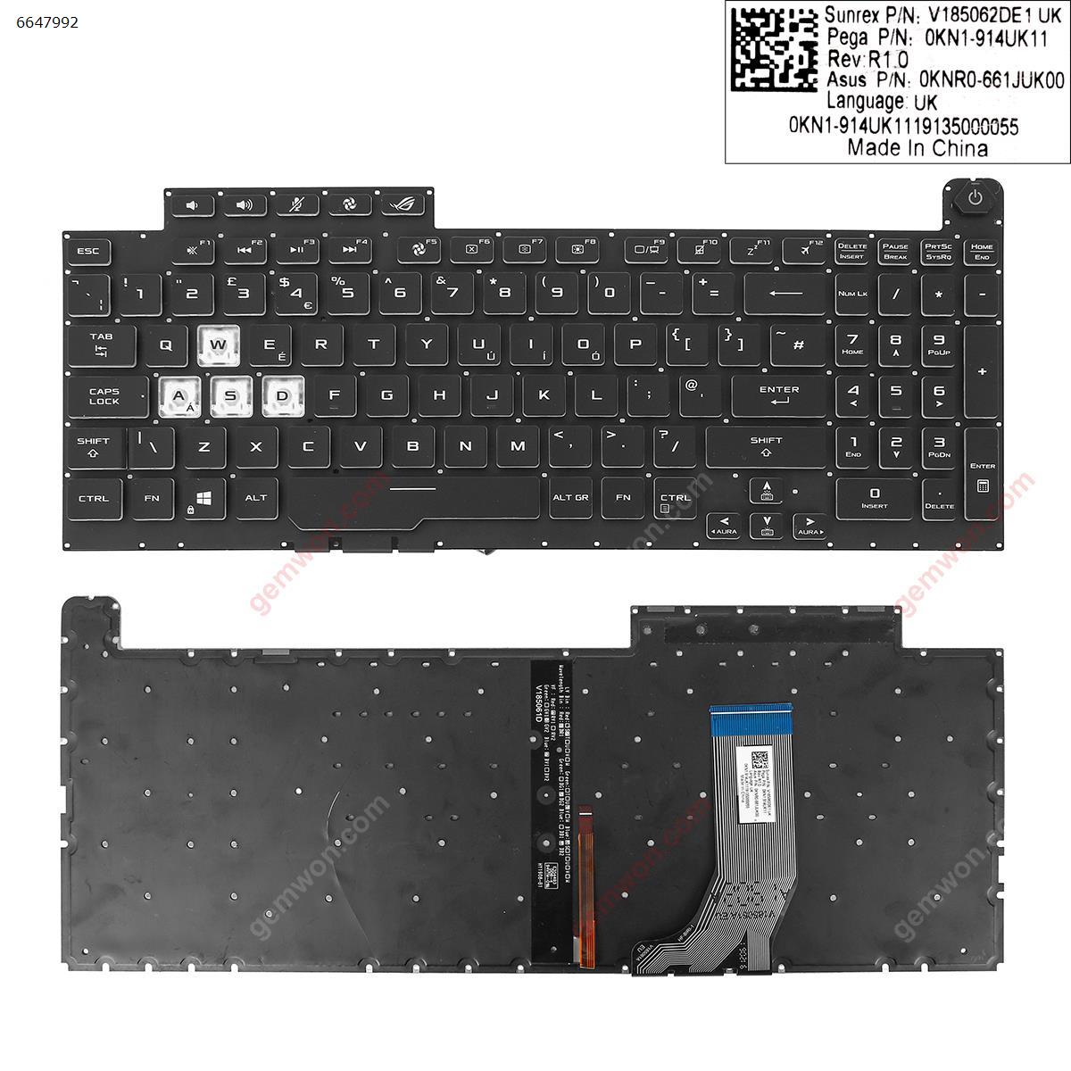 Picture of New Replacement Laptop Keyboard For Asus G731GT G731GU black ( Backlit,Without FRAME,WIN8) Uk Layout