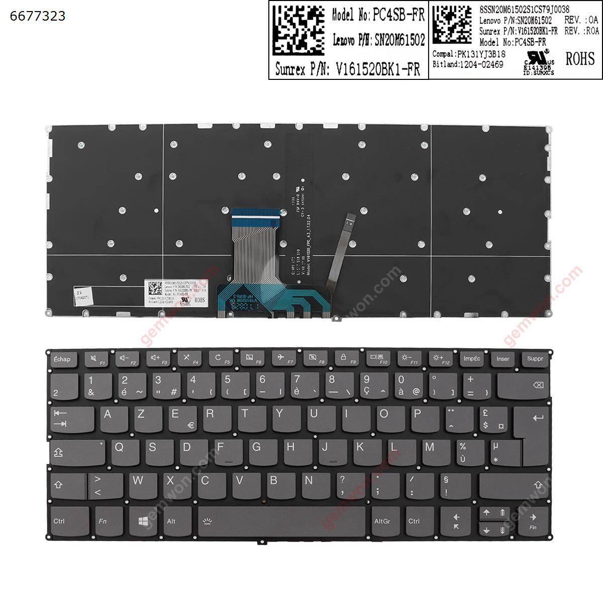 Picture of New Replacement Laptop Keyboard For Lenovo IdeaPad 320-13 320S-13IKB GRAY (Backlit,Without FRAME,WIN8) FR Layout