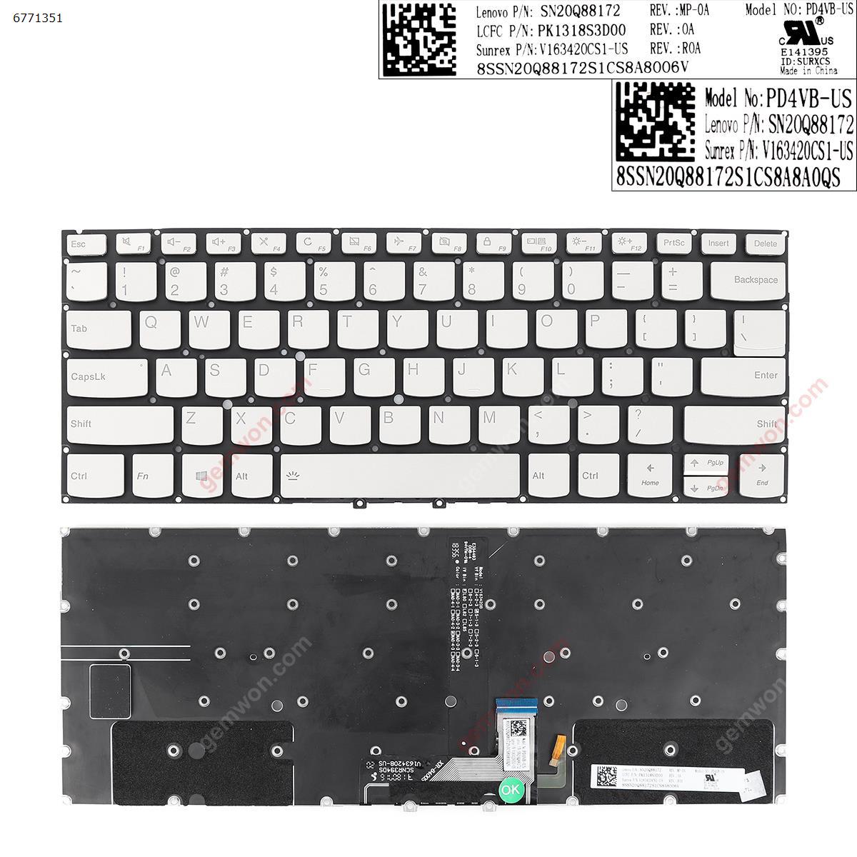 Picture of New Replacement Laptop Keyboard For Lenovo Yoga c930-13 c930-13ikb SILVER   (Backlit,Without FRAME,WIN8) US Layout