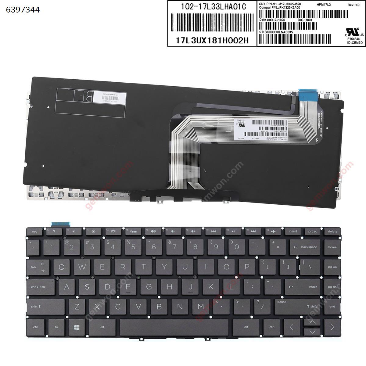 Picture of New Replacement Laptop Keyboard For HP  13-ak 13-ak0013dx 13-ak0015nr 13-ak1016nr  BLACK (Backlit,Without FRAME,win8) US Layout
