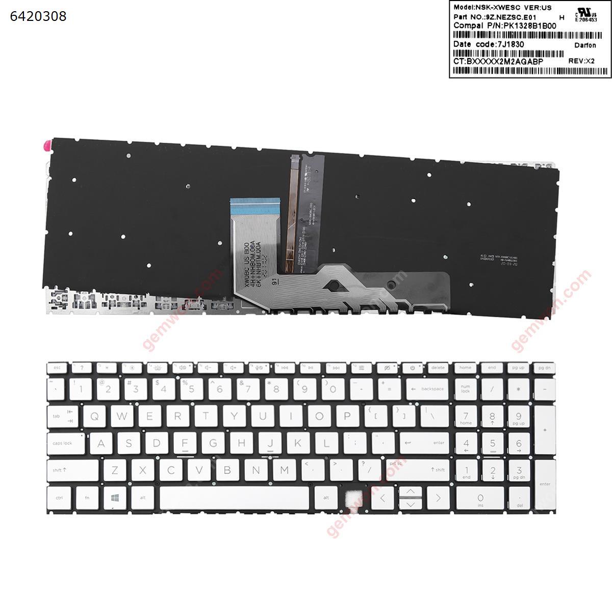 Picture of New Replacement Laptop Keyboard For HP Envy 17-cg 17-cgxxx,15 - ED 15-edxxx  SILVER（Backlit ，win8 ） US Layout