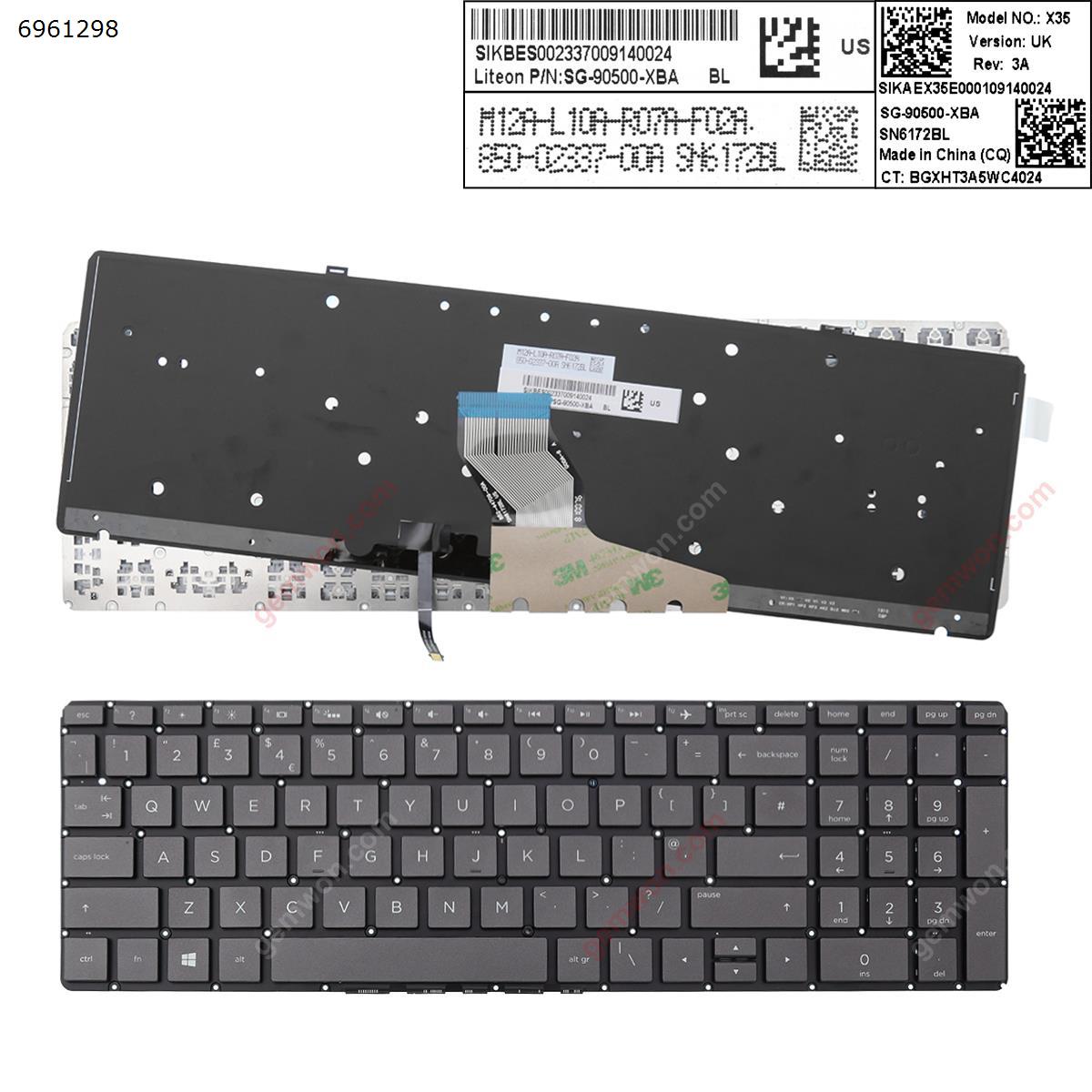 Picture of New Replacement Laptop Keyboard For HP  Spectre x360 15-ch 15-ch000 GRAY (Backlit,Without FRAME,win8) Uk Layout