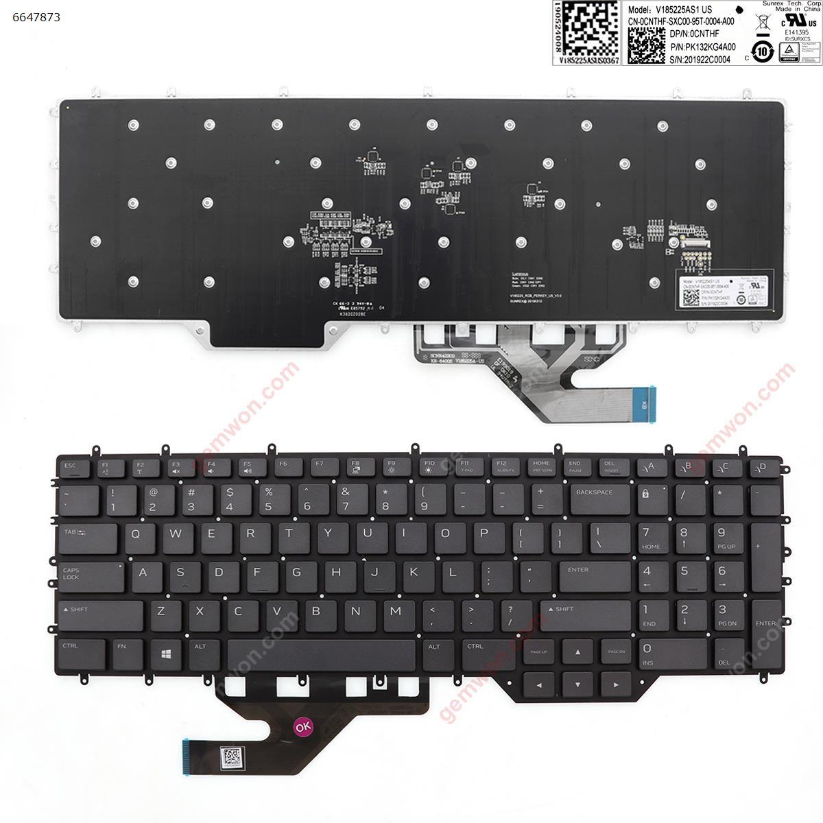 Picture of New Replacement Laptop Keyboard For Dell Alienware m17 r2  BLACK  (Without FRAME, Full Colorful Backlit ,WIN8) US Layout