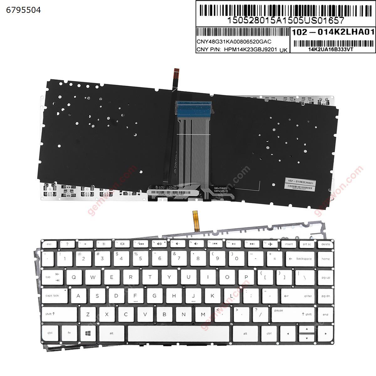 Picture of New Replacement Laptop Keyboard For HP ENVY 14-J SILVER (Without FRAME，Backlit， With Foil ） US Layout