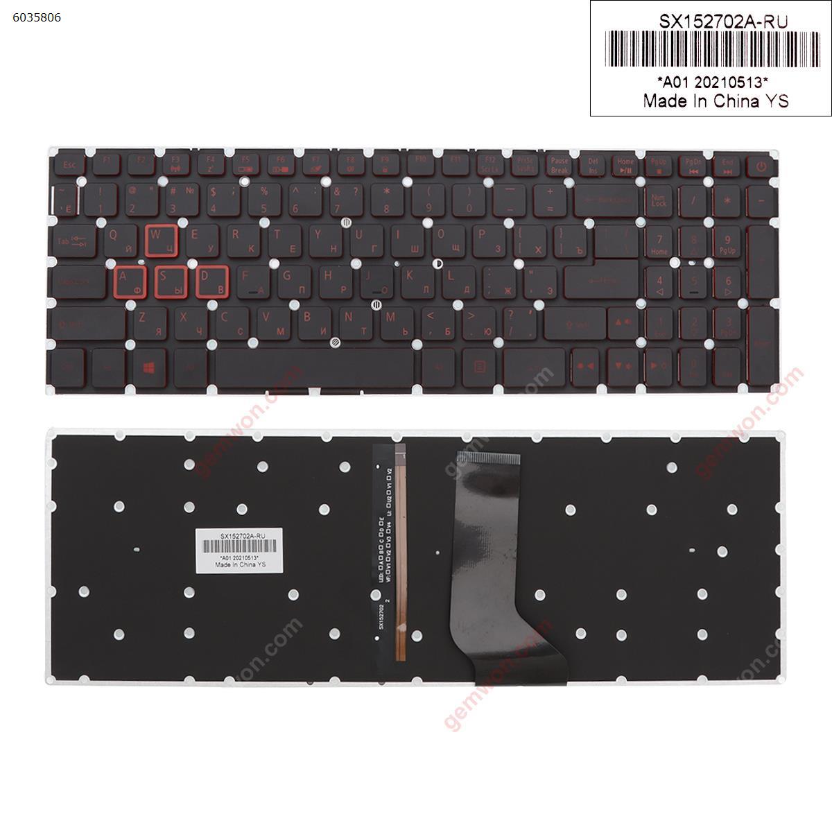 Picture of New Replacement Laptop Keyboard For Acer Nitro 5 AN515-41 AN515-42 AN515-51 AN515-52 Black( Backlit,Red Printing,Win8)  OEM RU Layout