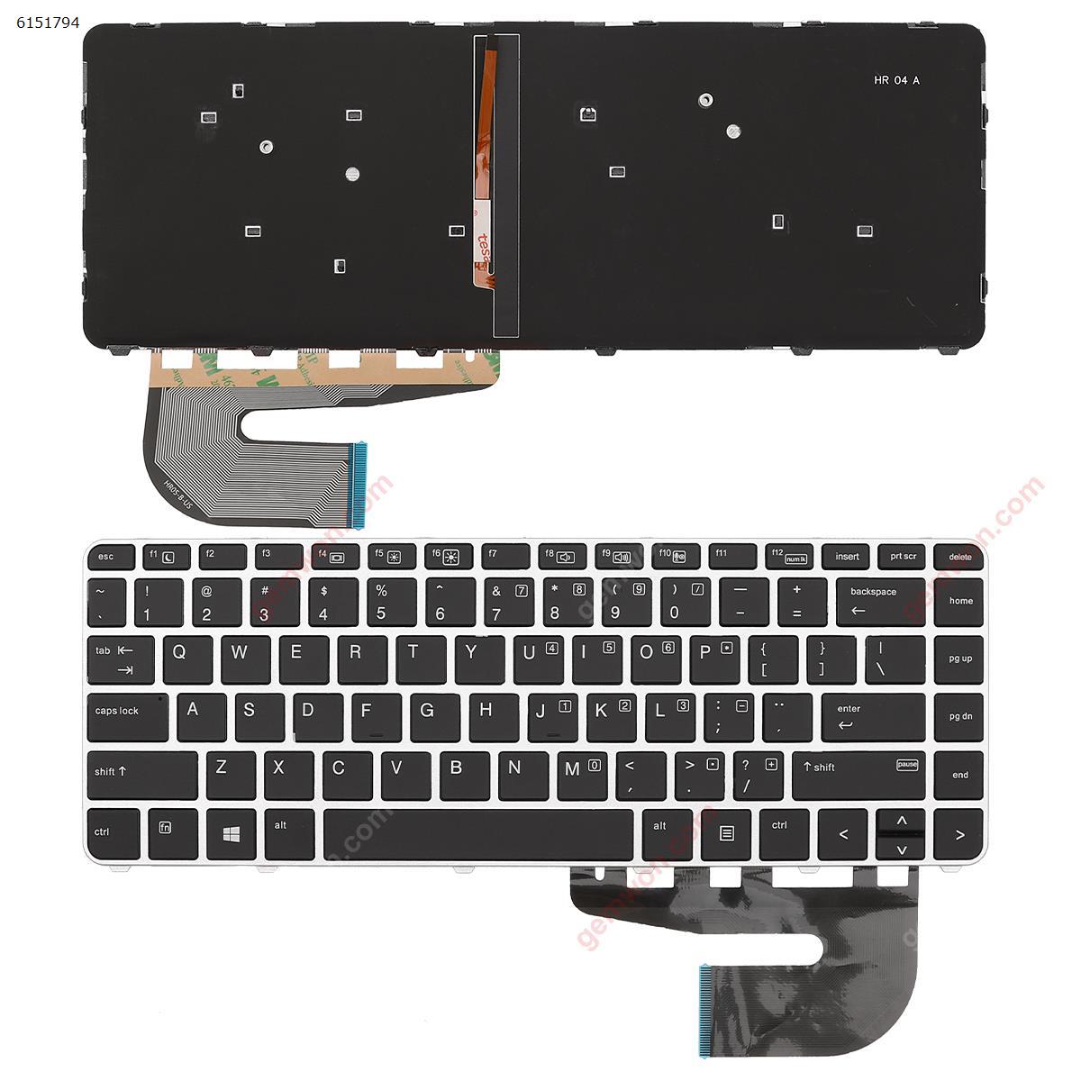 Picture of New Replacement Laptop Keyboard For HP 840 G3 SILVER FRAME BLACK(Backlit Win8) US Layout