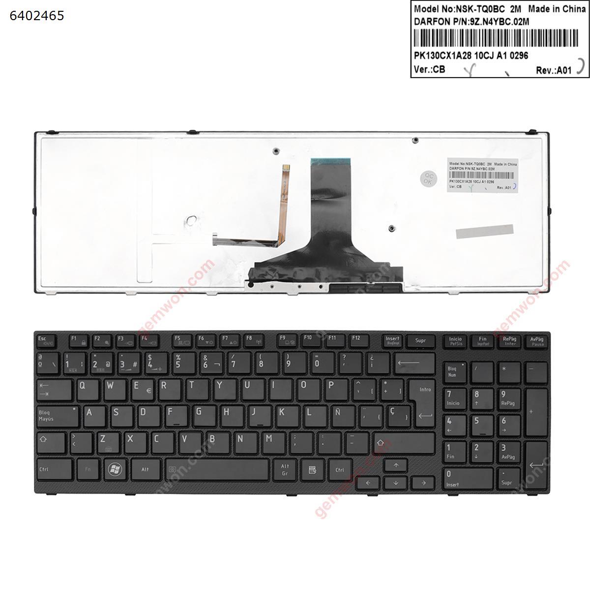 Picture of New Replacement Laptop Keyboard For TOSHIBA Satellite A660 A665 BLACK FRAME GLOSSY(Backlit) SP Layout