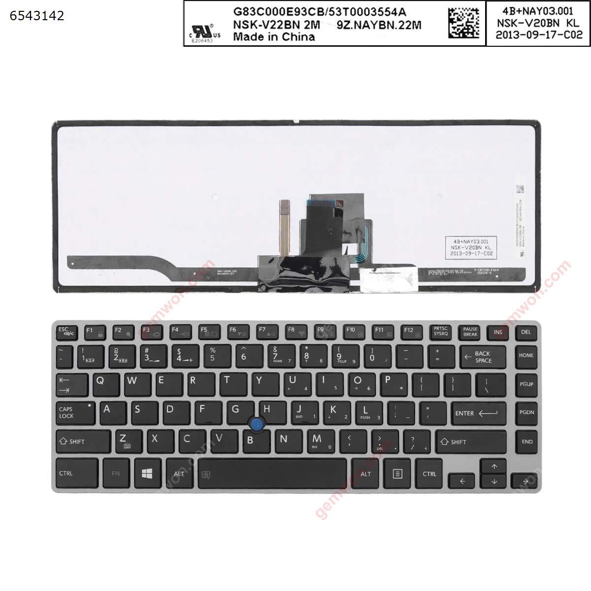 Picture of New Replacement Laptop Keyboard For TOSHIBA   Tecra z40-a z40-b  GRAY  FRAME BLACK （Backlit,With Point stick,WIN8）（Dismantle the machine） US Layout
