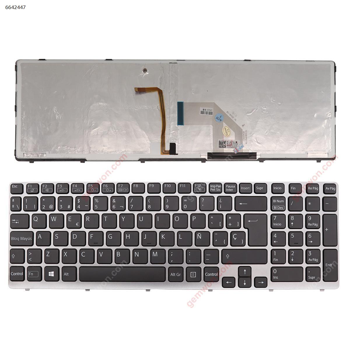 Picture of New Replacement Laptop Keyboard For SONY SVE15 GRAY FRAME BLACK(Backlit,For Win8) SP Layout