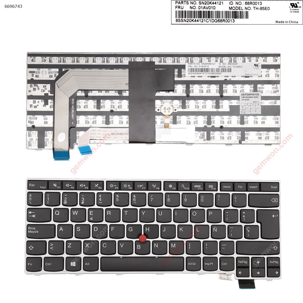 Picture of New Replacement Laptop Keyboard For ThinkPad T460S Silver FRAME BLACK (without  Backlit,For Win8) SP Layout