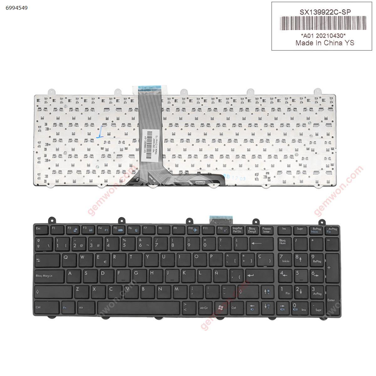 Picture of New Replacement Laptop Keyboard For MSI GT60 GT70 GT780 GT783 GX780 BLACK FRAME BLACK ,Without backlit (WIN8) SP Layout