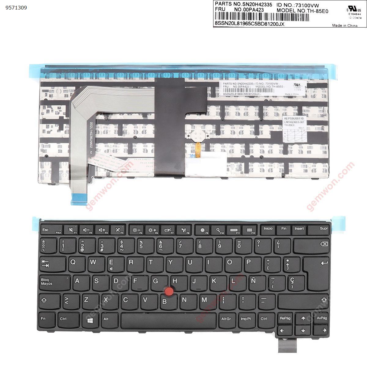 Picture of New Replacement Laptop Keyboard For ThinkPad T460S BLACK FRAME BLACK (For Win8) SP Layout