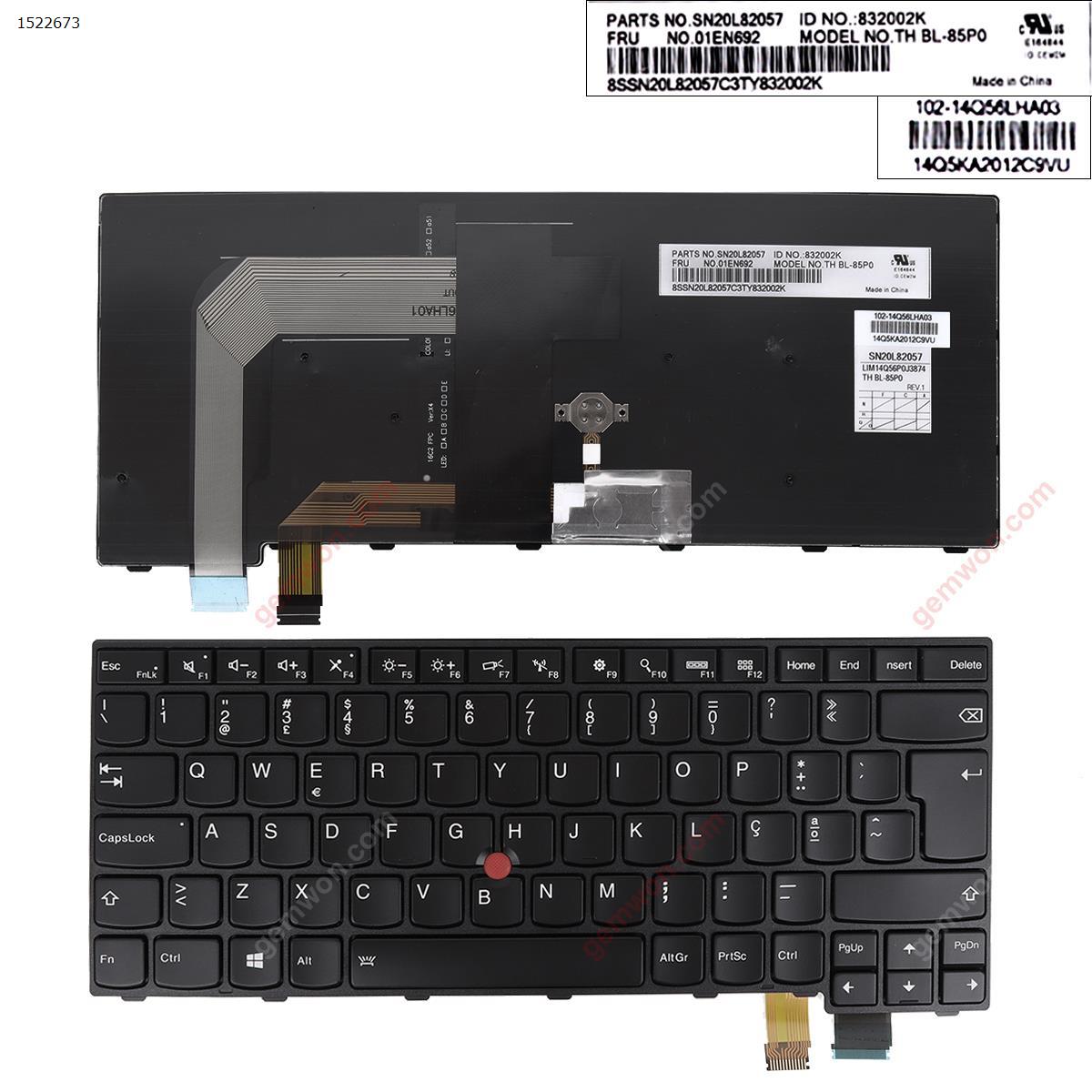 Picture of New Replacement Laptop Keyboard For ThinkPad T460S BLACK FRAME BLACK (Backlit,For Win8) PO Layout