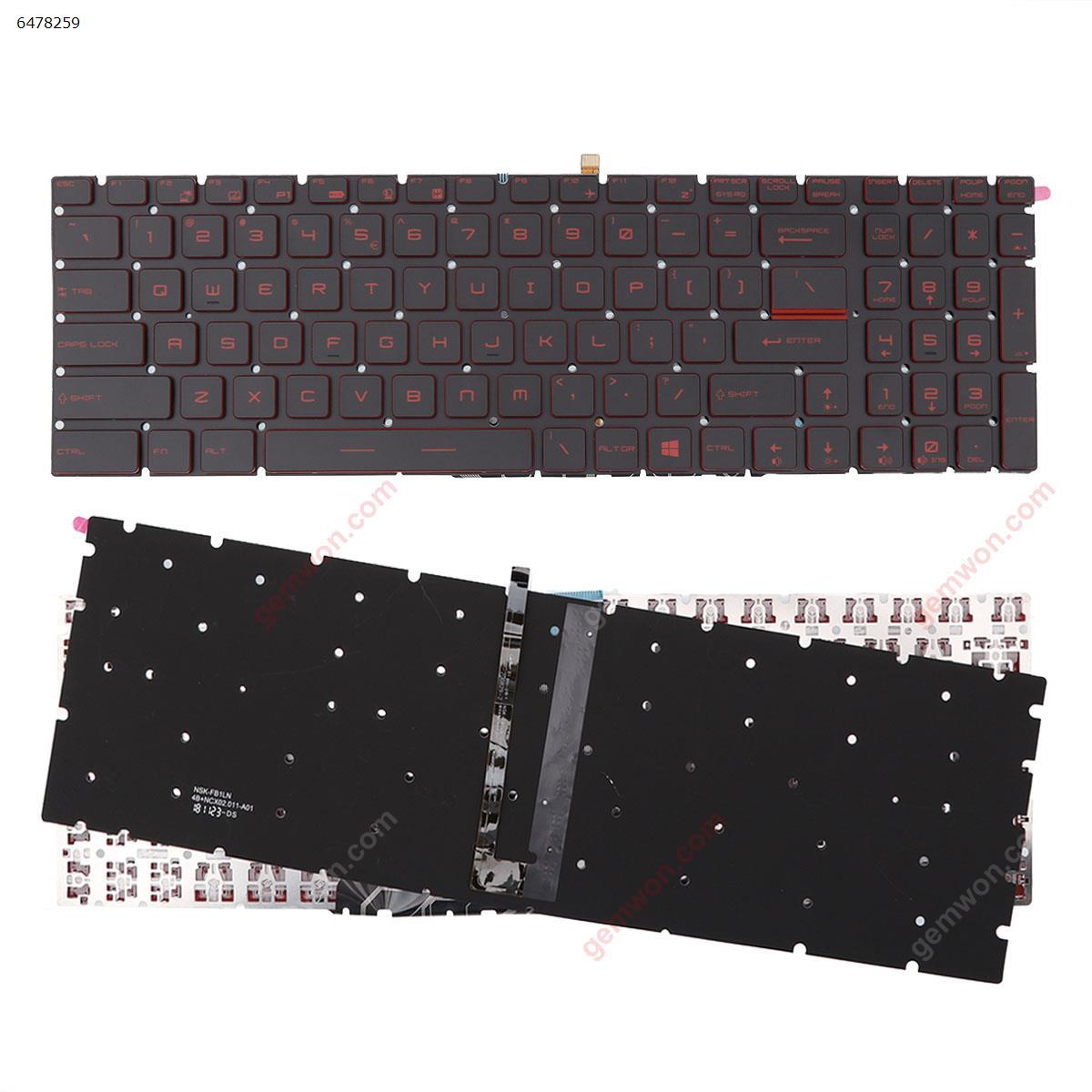 Picture of New Replacement Laptop Keyboard For MSI GT72 GS60 GS70 WS60 GE72 GE62 BLACK(Red Backlit,Red Printing,Win8) US Layout