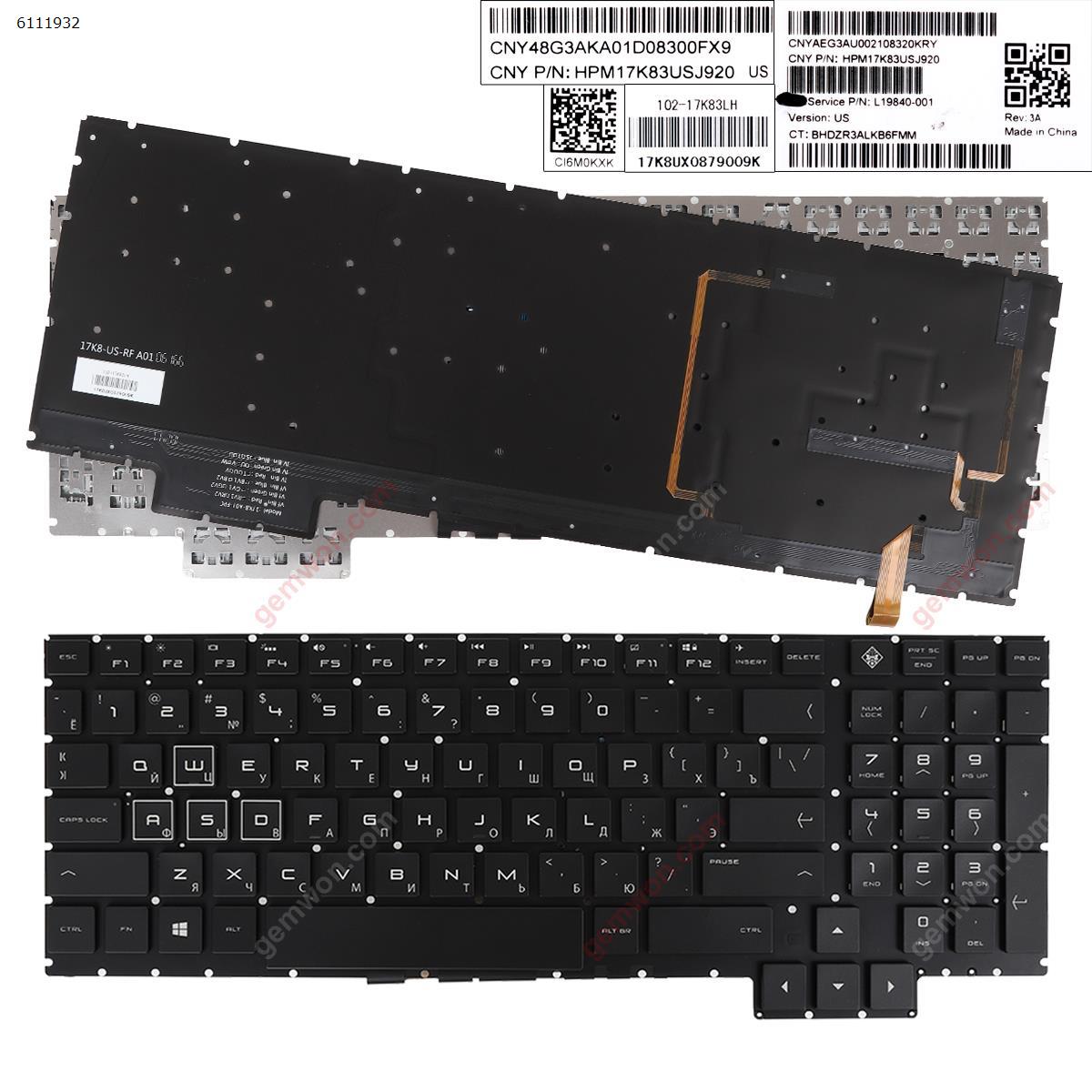 Picture of New Replacement Laptop Keyboard For HP Omen 15-ce 15-ce000 15-ce020ca 15-CE010CA 15-CE0US BLACK (Full Colorful Backlit,Without FRAME,WIN8) RU Layout