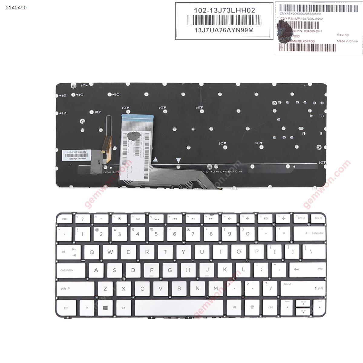 Picture of New Replacement Laptop Keyboard For HP Spectre x360 13-4000 13-4100 13-4200 SILVER (Without FRAME ,Backlit,WIN8) US Layout