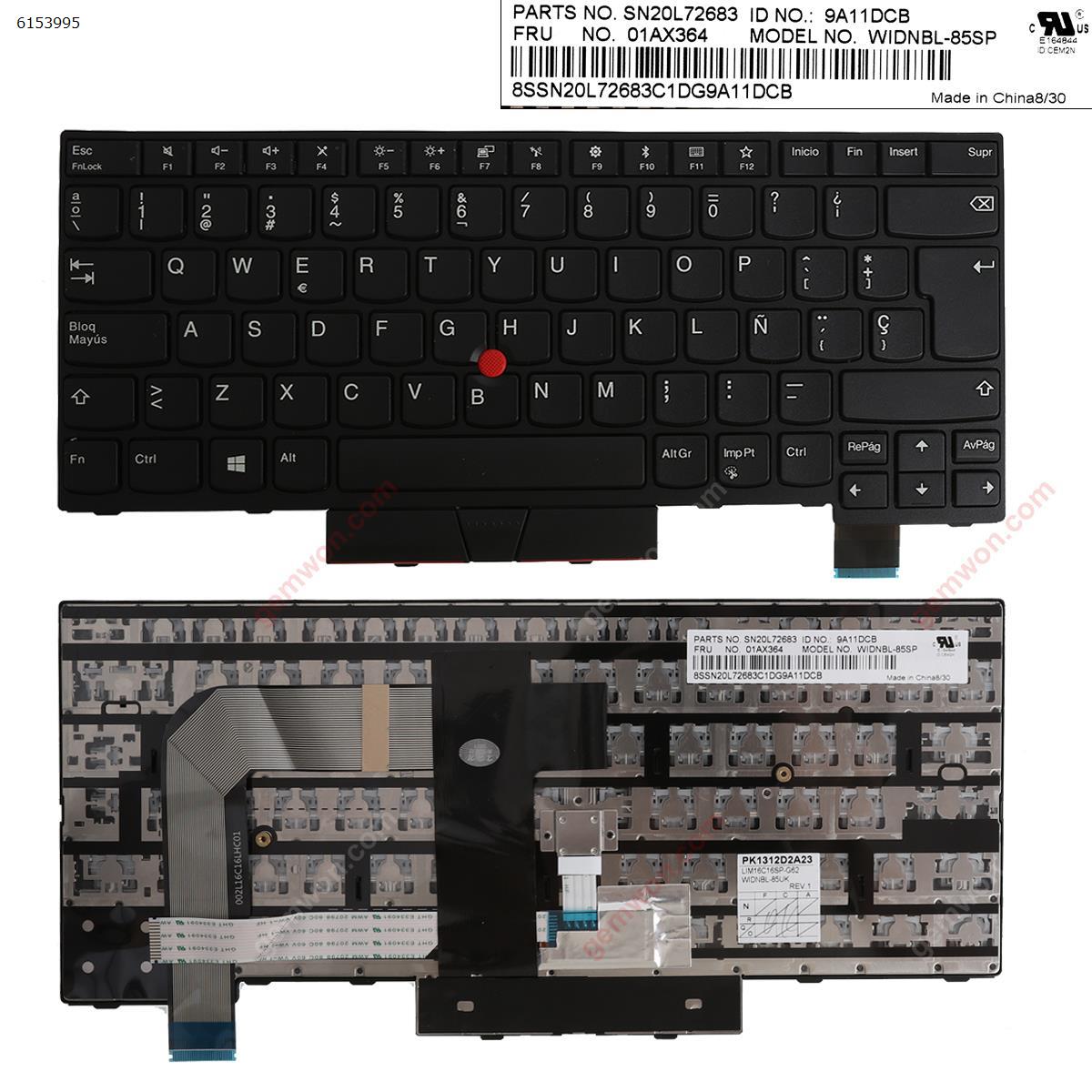 Picture of New Replacement Laptop Keyboard For ThinkPad T470 BLACK FRAME BLACK (With Point，Win8) SP Layout