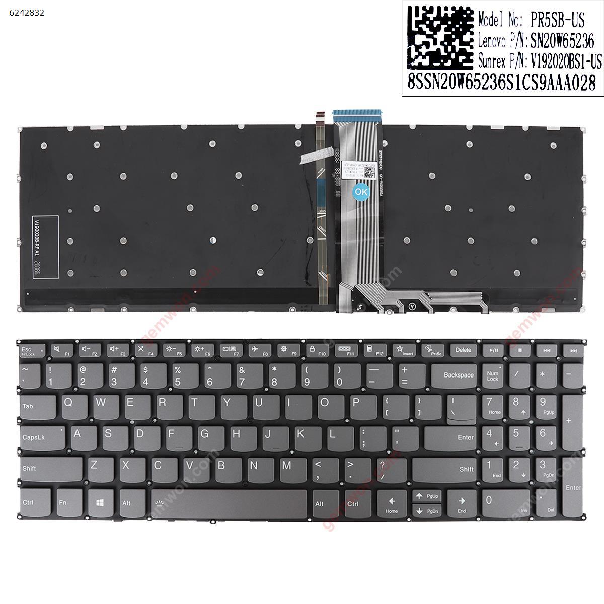 Picture of New Replacement Laptop Keyboard For Lenovo Ideapad 5-15IIL05 15ARE05 15ITL05 5-15ALC05  Gray Backlit US Layout