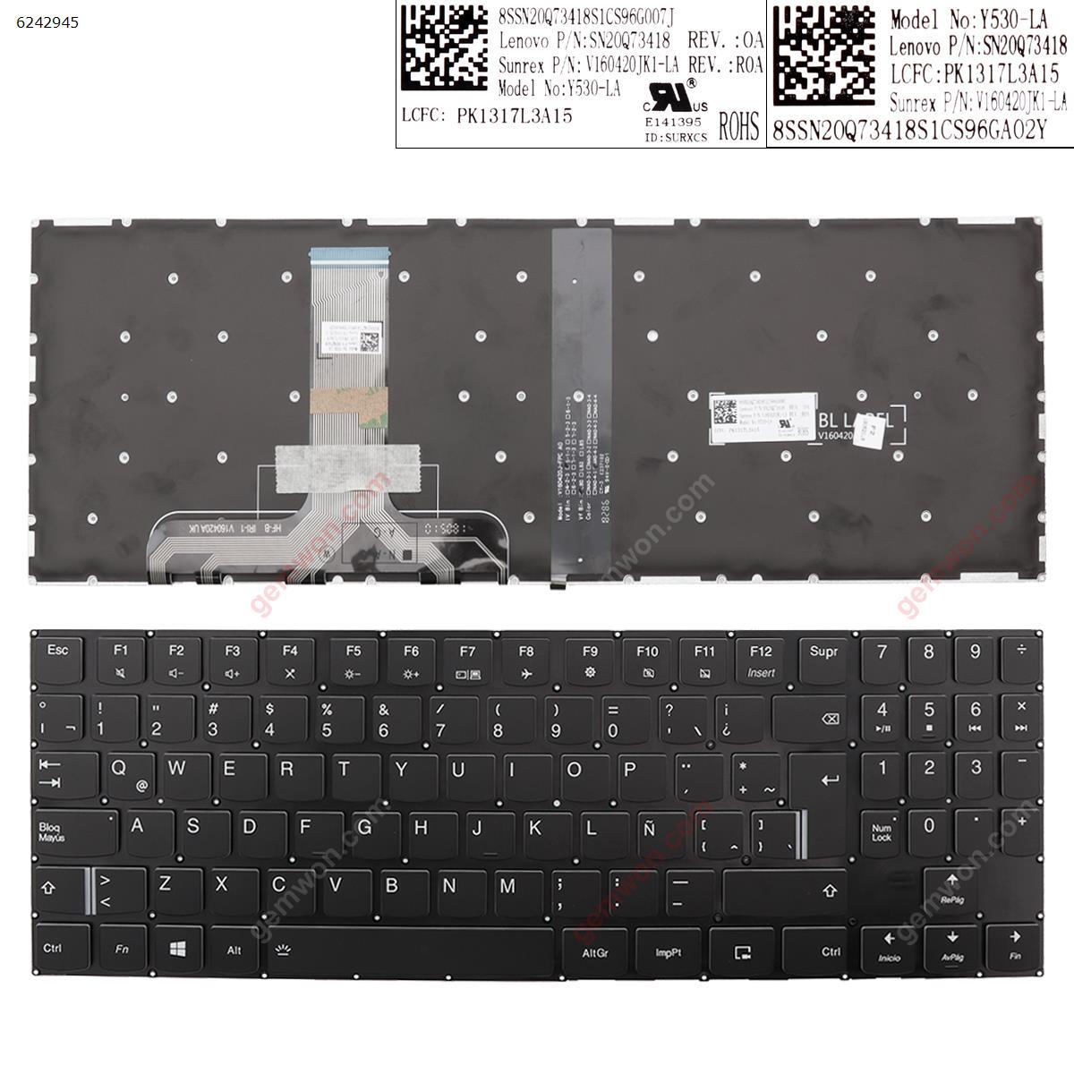 Picture of New Replacement Laptop Keyboard For Lenovo  Legion y540-15irh y540-17irh Y7000-2019 BLACK  Without FRAME  Backlit Win8 LA Layout
