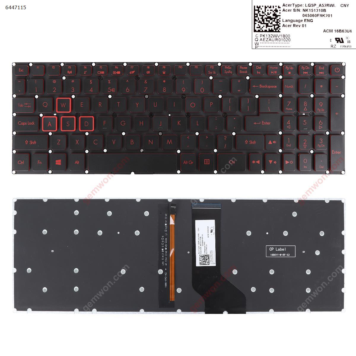 Picture of New Replacement Laptop Keyboard For Acer Aspire VX15 VN7-793G VX5-591G VX5-591G-52WN VX5-591G-707K VX5-591 BLACK （Red side,Backlit,WIN8） US Layout