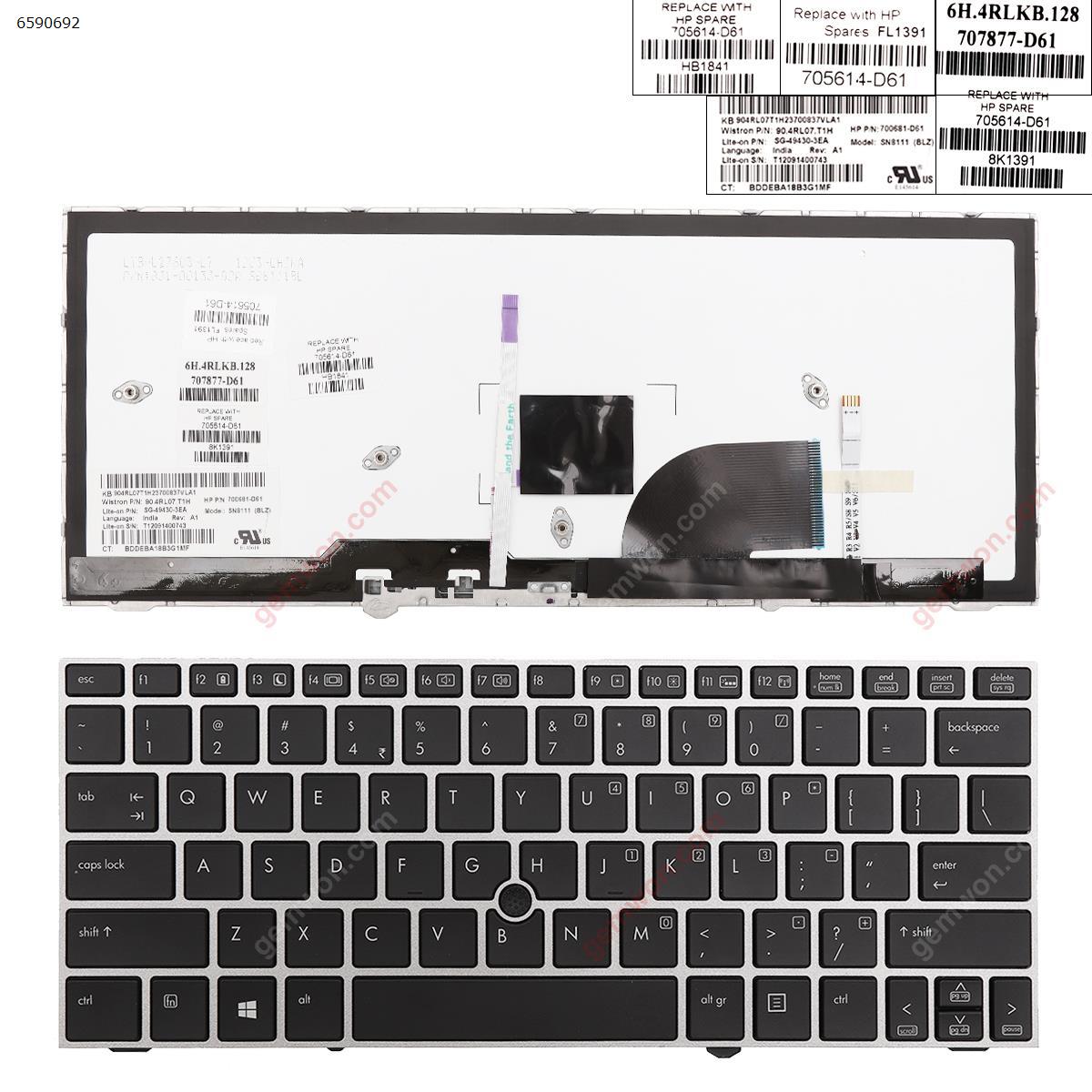 Picture of New Replacement Laptop Keyboard For HP 2170P SILVER FRAME BLACK(With Point stick,Backlit Win8)	 US Layout