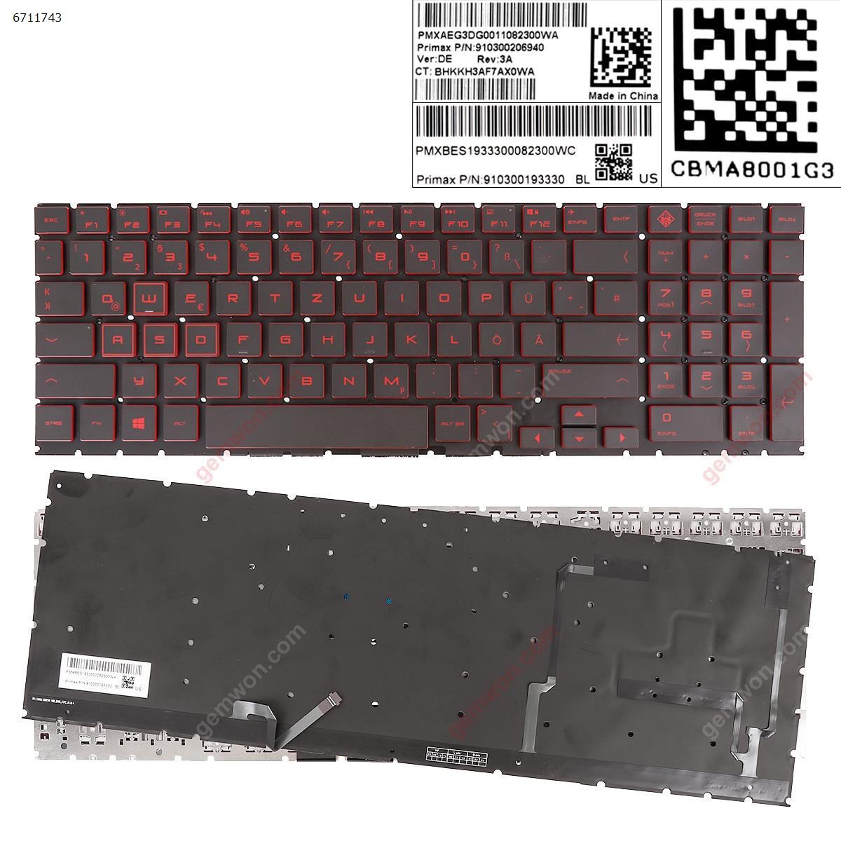 Picture of New Replacement Laptop Keyboard For HP omen 15-DC TPN-Q211 15-dc000 15t-dc000 15-dc0010nr BLACK   red Printing ( Backlit,WIN8,without FRAME) GR Layout