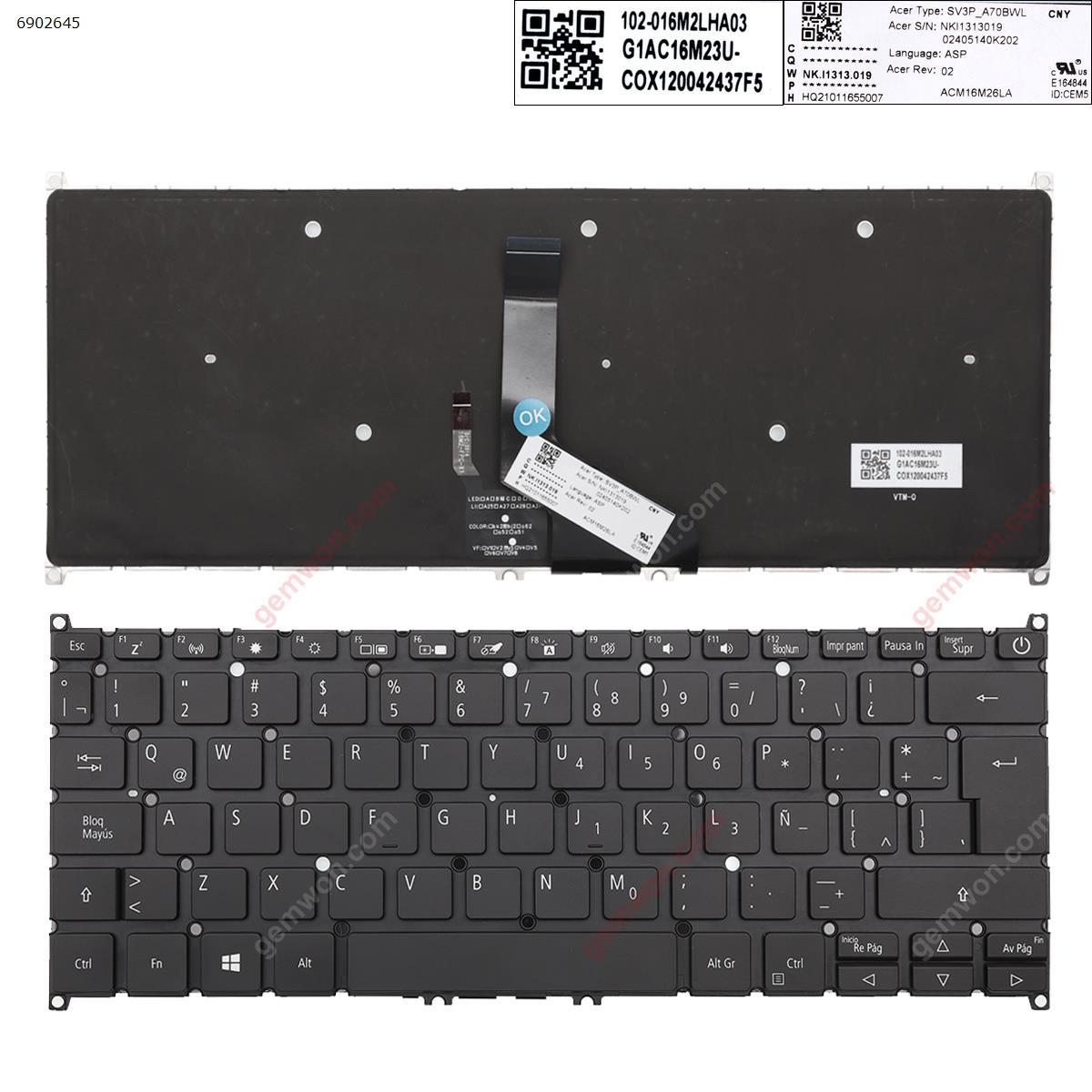 Picture of New Replacement Laptop Keyboard For ACER SWIFT 3 SF313-51 SF313-51-a34q SF313-51-a58u BLACK （Backlit win8） LA Layout