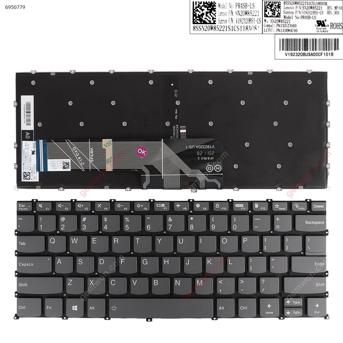 Picture of New Replacement Laptop Keyboard For Lenovo  ThinkBook 14S  Air 14 2020  Dark Ash ( Line folding) US Layout