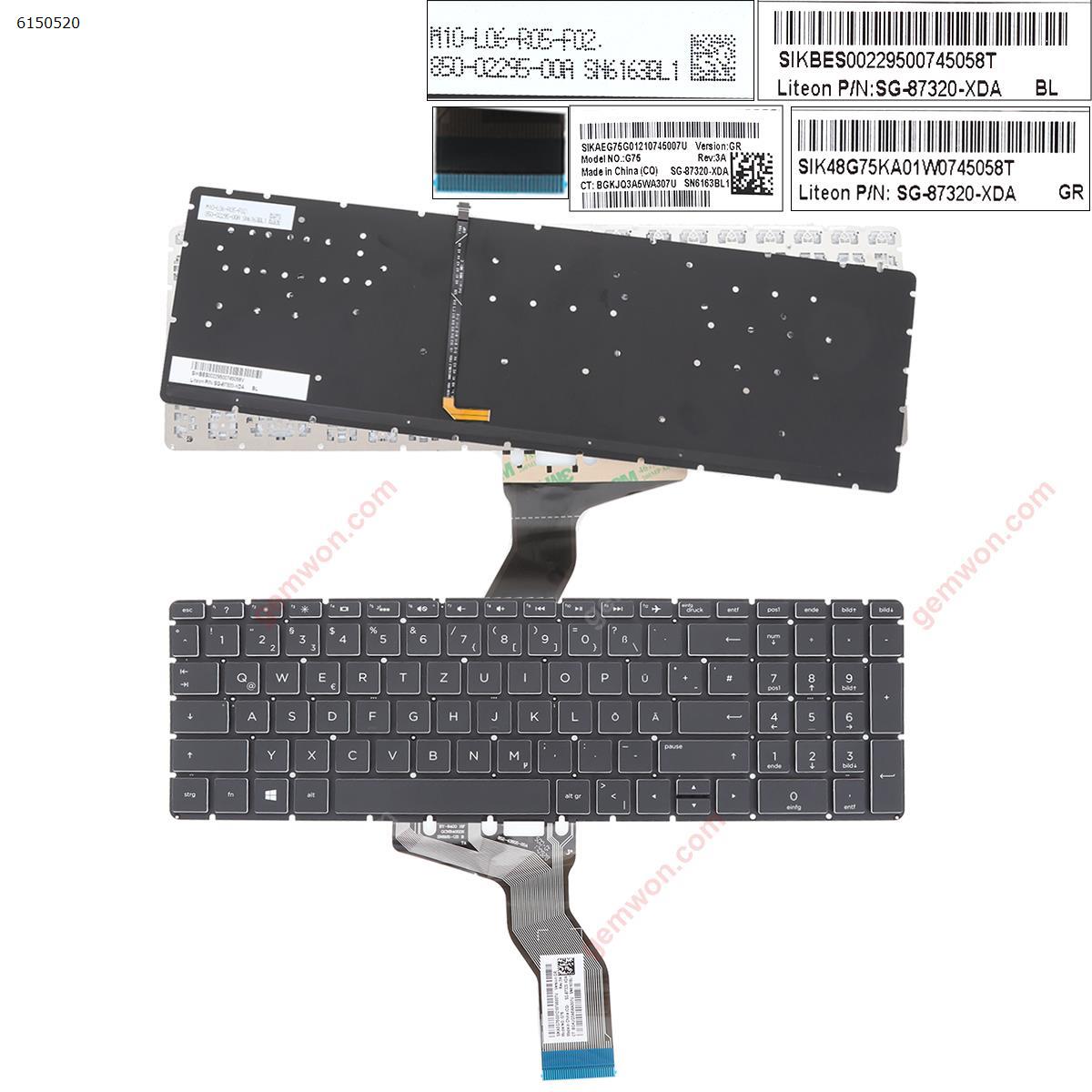 Picture of New Replacement Laptop Keyboard For HP 15-CC 15-CCxxxxx 15-CC707TX 15-CC708TX 15-CC723TX BLACK((With Backlit Board ，Small Enter ,Transparent Side WIN8)) GR Layout