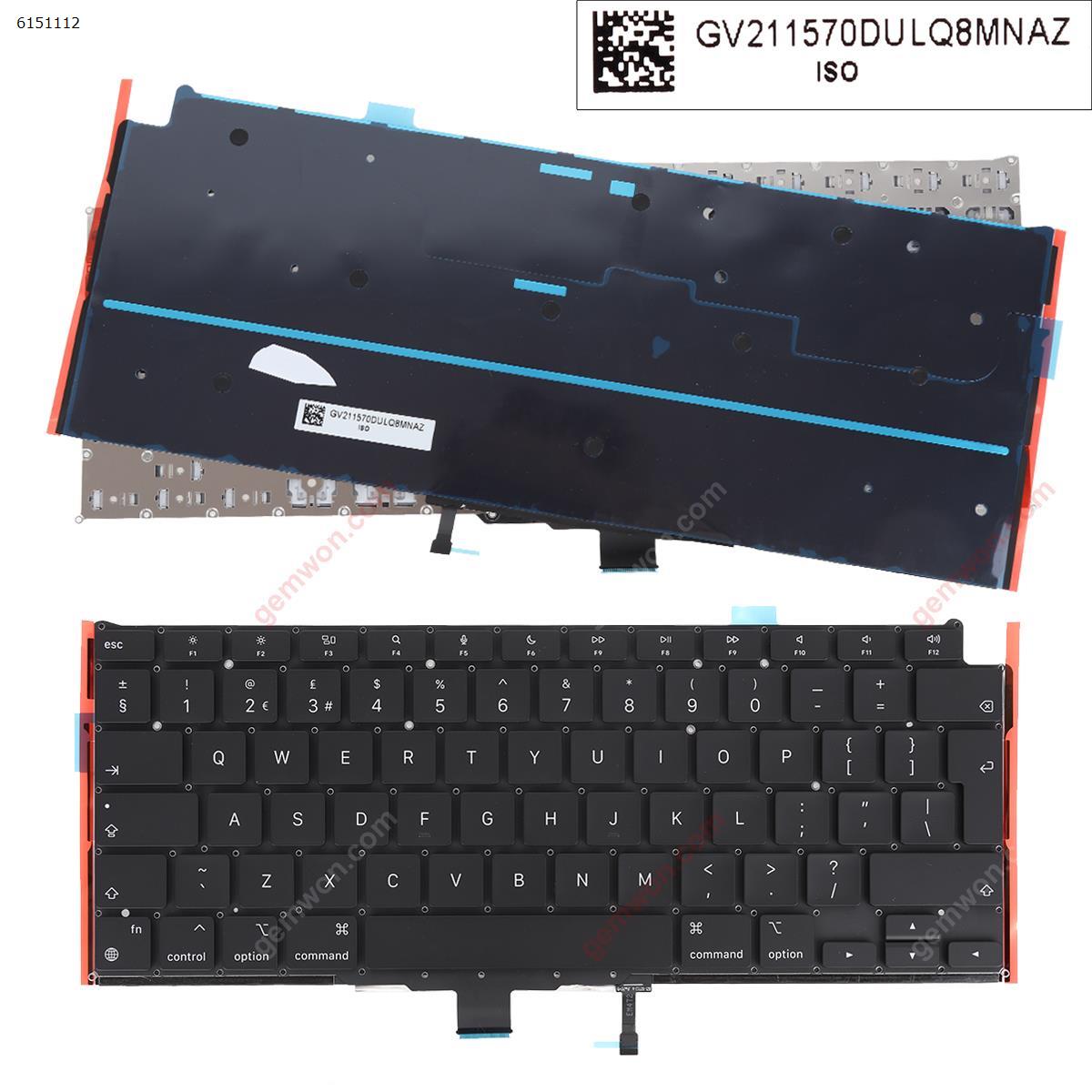 Picture of New Replacement Laptop Keyboard For APPLE Macbook Pro A2337 BLACK (With Backlit Board) Uk Layout