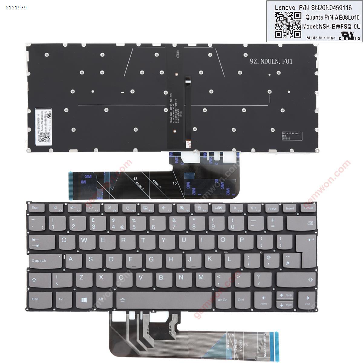 Picture of New Replacement Laptop Keyboard For IBM Lenovo Yoga 530-14IKB 530-14ARR 730-13ikb 730-13iwl 730-15ikb 730-15iwl GRAY （backlit , without frame ，win8） Uk Layout