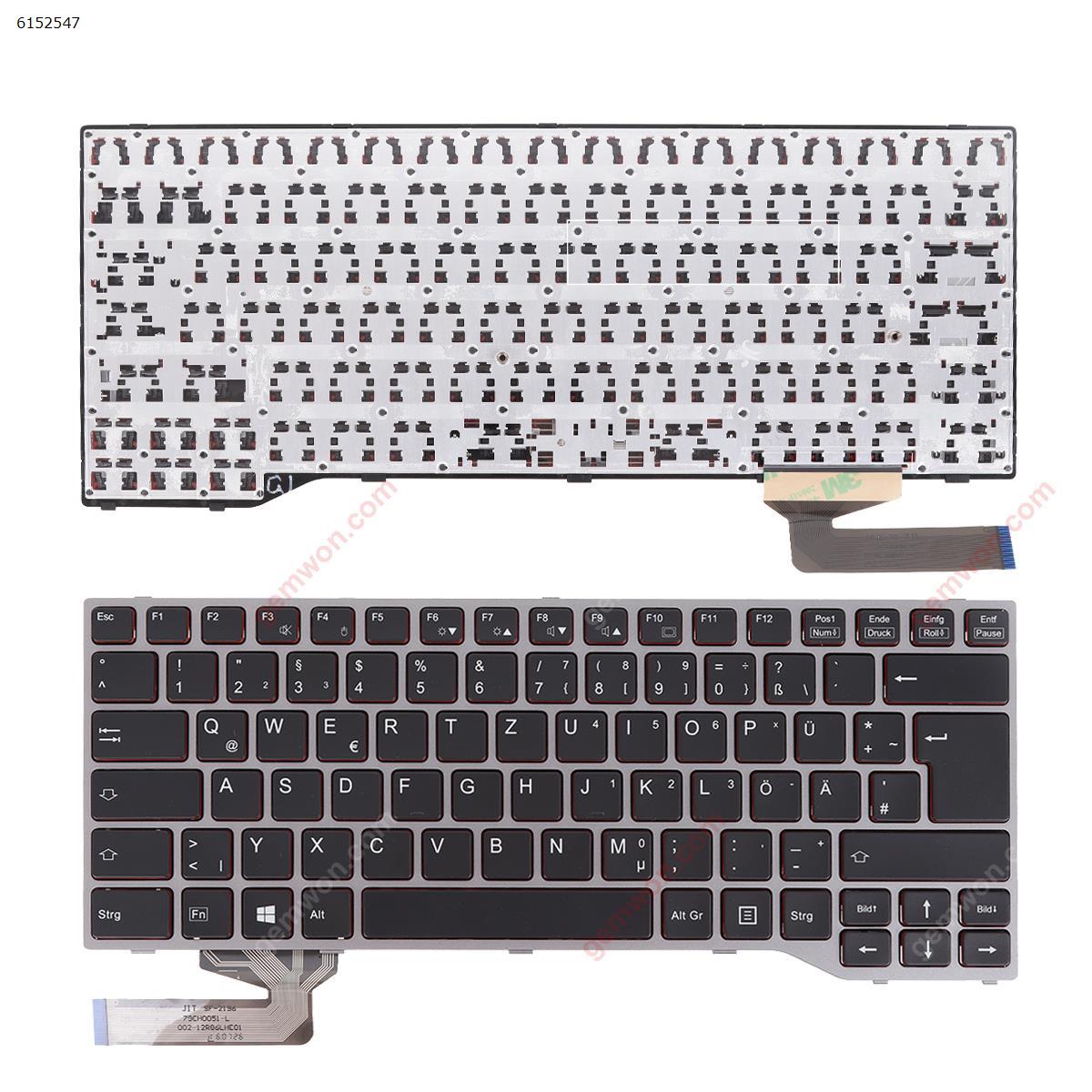 Picture of New Replacement Laptop Keyboard For Fujitsu Lifebook E743 E744 E733 E734 SILVER FRAME BLACK (Redside  Win8) GR Layout