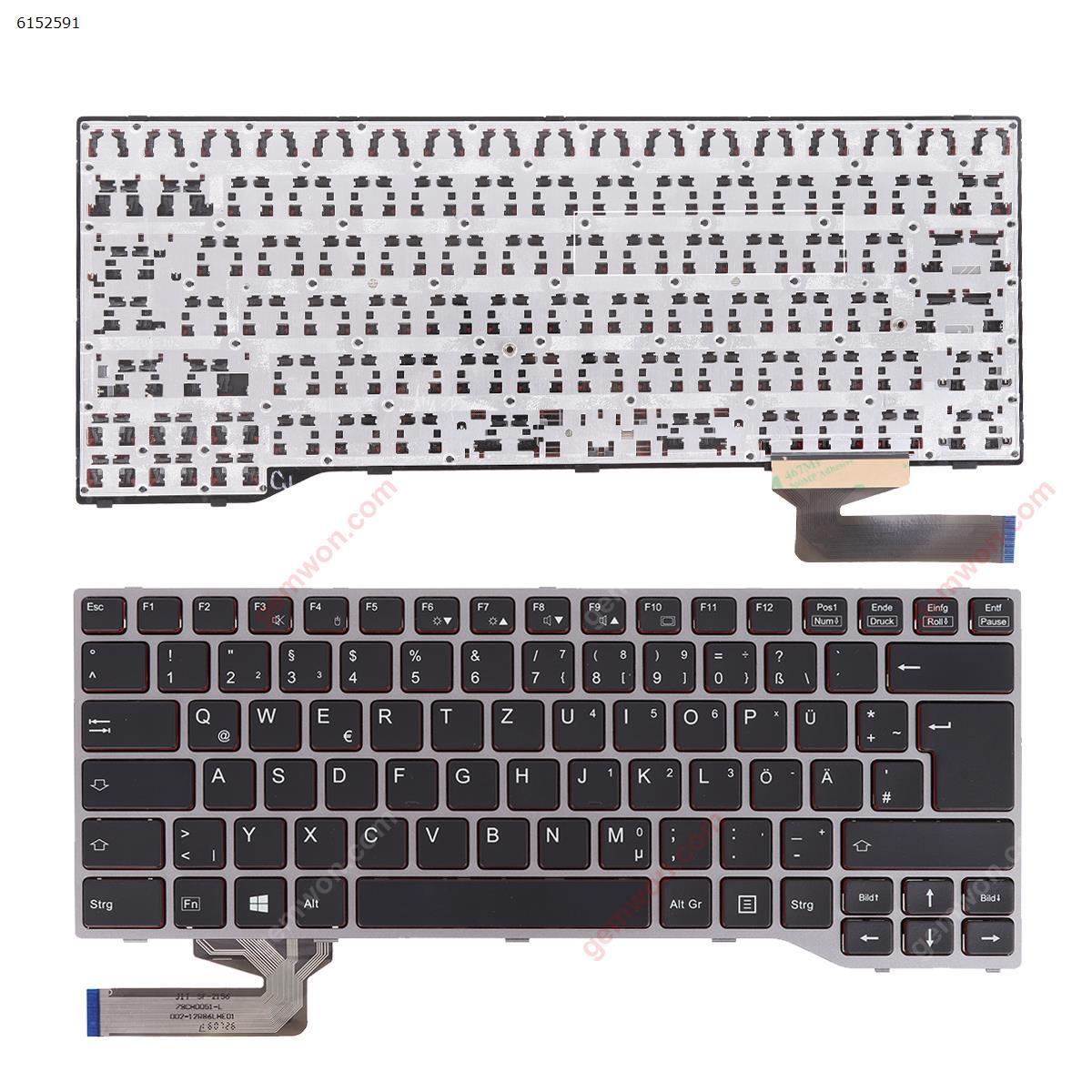 Picture of New Replacement Laptop Keyboard For Fujitsu Lifebook E743 E744 E733 E734 SILVER FRAME BLACK ( Win8) GR Layout