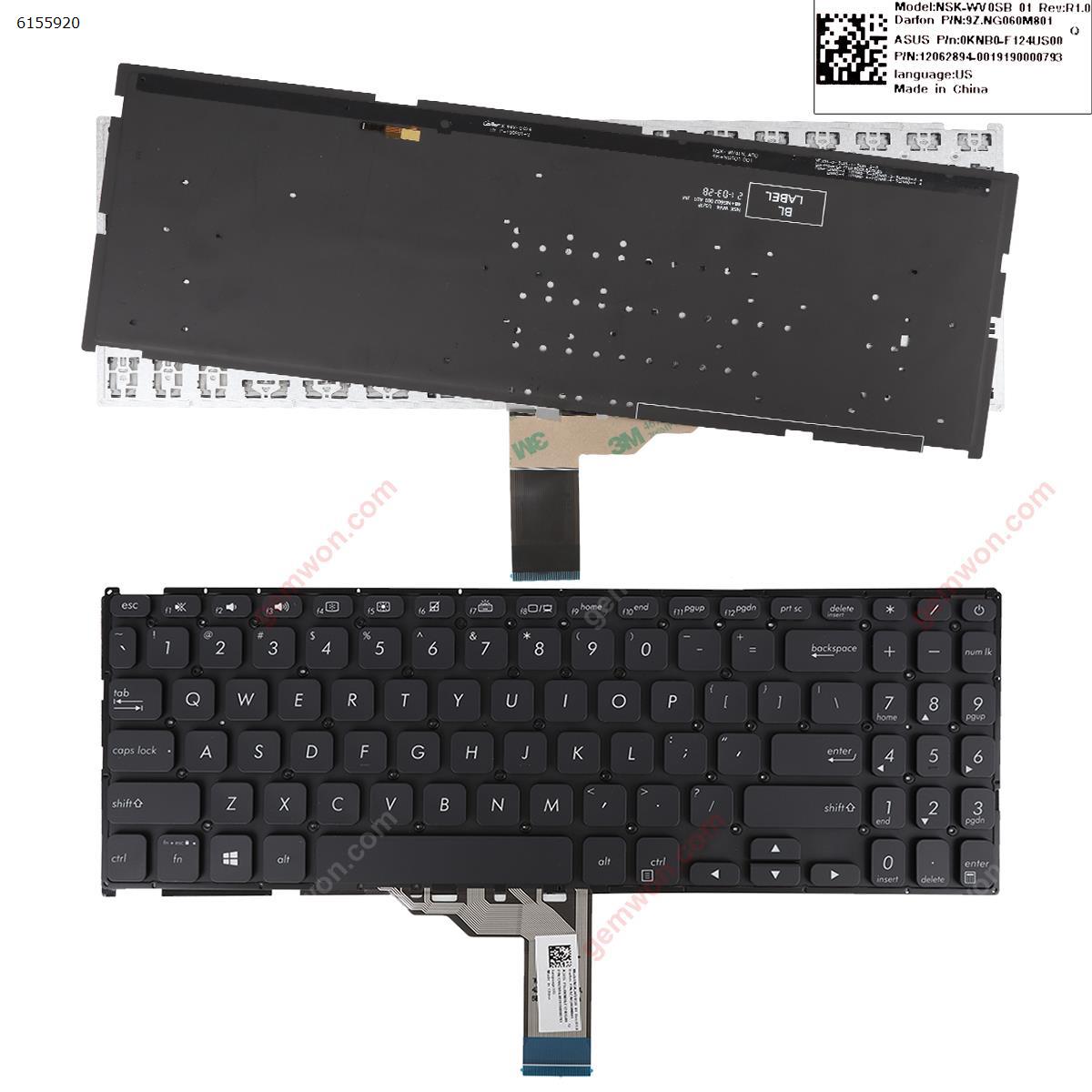 Picture of New Replacement Laptop Keyboard For ASUS  Vivobook X512 X512FA X512DA X512UA X512UB BLACK Backlit US Layout