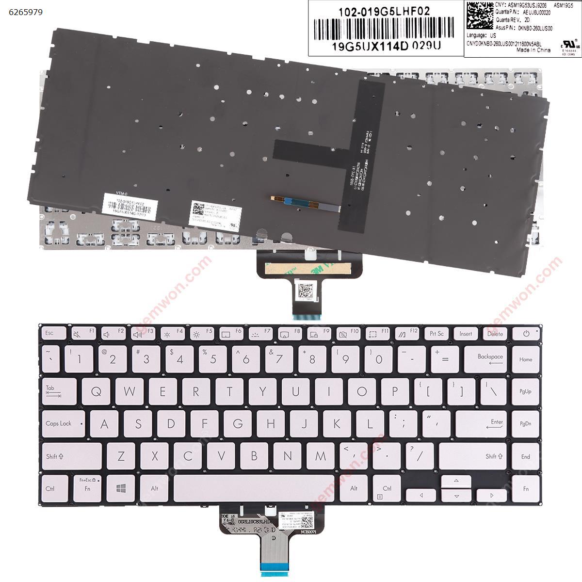 Picture of New Replacement Laptop Keyboard For ASUS UX435 SILVER (Backlit,Without Frame, Win8) US Layout