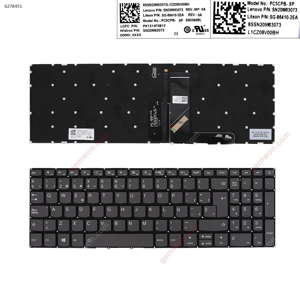 Picture of New Replacement Laptop Keyboard For Lenovo IdeaPad 320-15ABR 320-15IAP 320-15AST 320-15IKB 320-15ISK GRAY Backlit win8 SP Layout