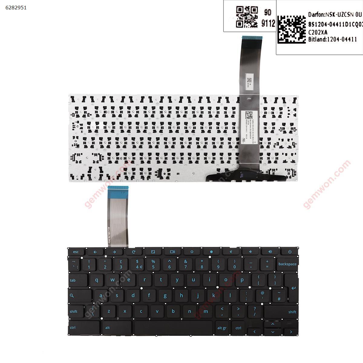 Picture of New Replacement Laptop Keyboard For ASUS Chromebook C202 C202S C202SA C202SA-YS01 C202SA-YS02 BLACK (WIN 8) Uk Layout