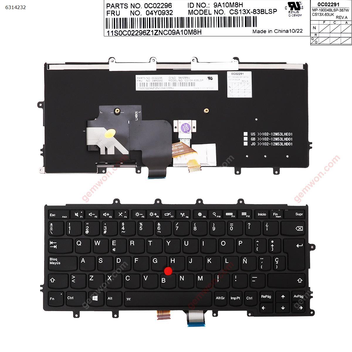 Picture of New Replacement Laptop Keyboard For IBM Thinkpad X240 X240S X250 X260  BLACK FRAME BLACK(Backlit ,With Point，Compatible with   X270  For Win8) SP Layout