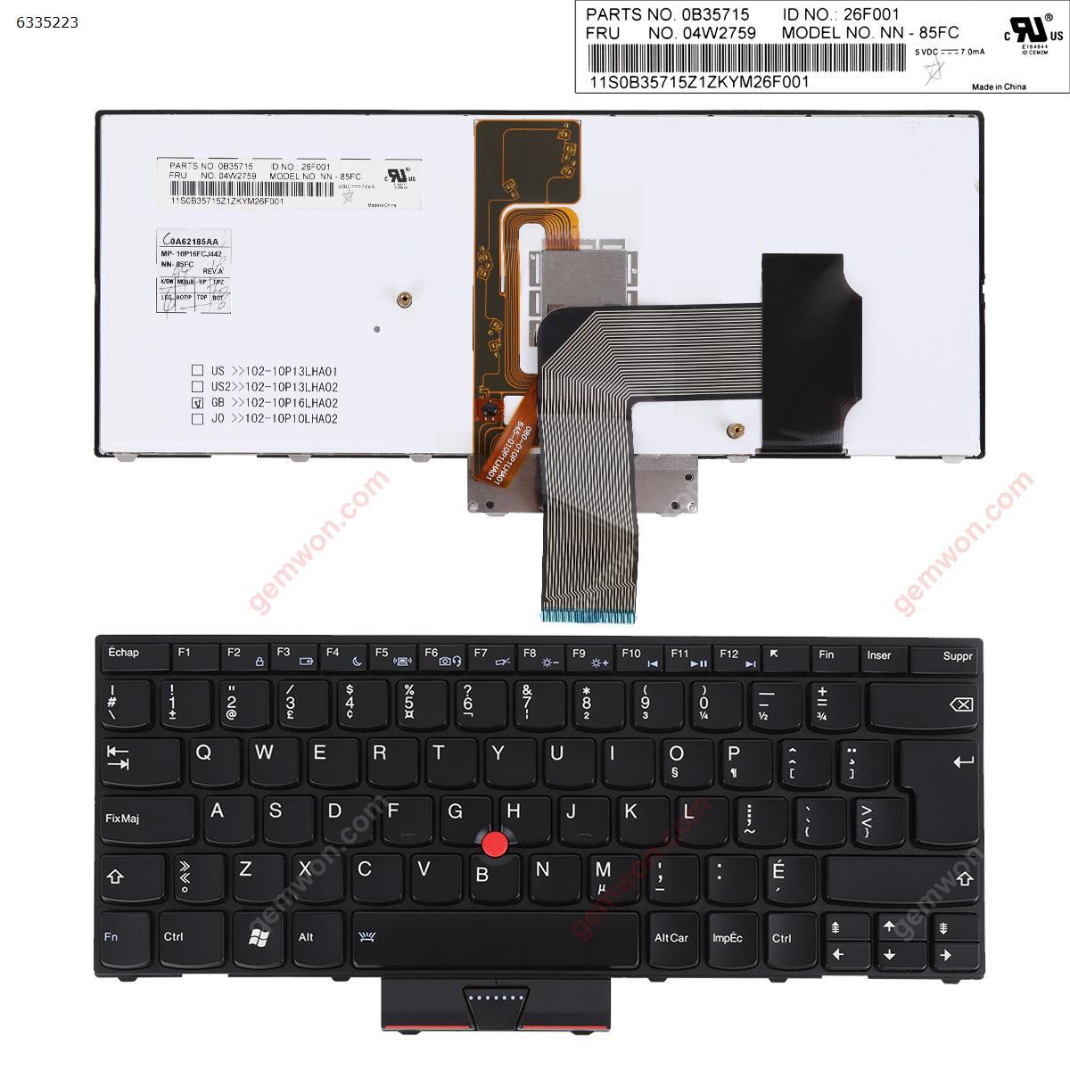 Picture of New Replacement Laptop Keyboard For IBM Lenovo Thinkpad X1C 2012 BLACK FRAME BLACK（with point ，backlit win8） 	 CA/CF Layout