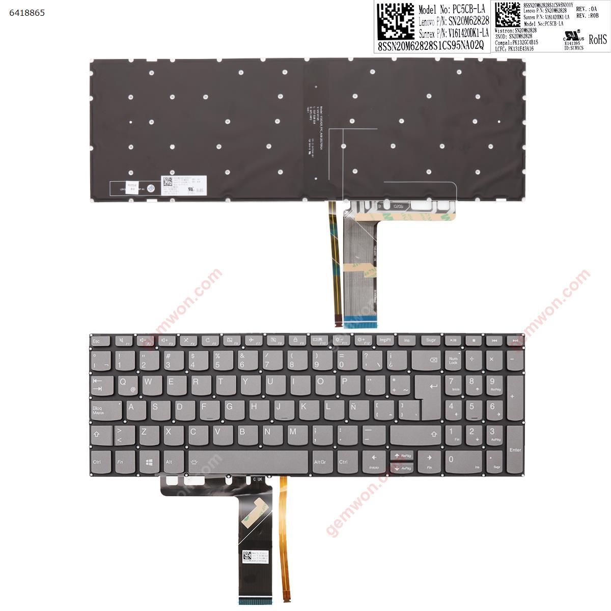 Picture of New Replacement Laptop Keyboard For Lenovo IdeaPad 720s-15isk 720s-15ikb v330-15ikb v330-15isk GRAY Backlit win8 LA Layout