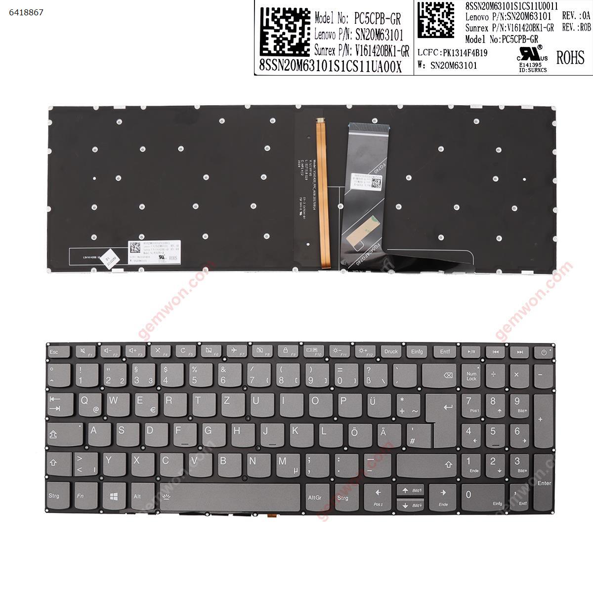 Picture of New Replacement Laptop Keyboard For Lenovo IdeaPad 320-15ABR 320-15IAP 320-15AST 320-15IKB 320-15ISK GRAY Backlit win8 GR Layout