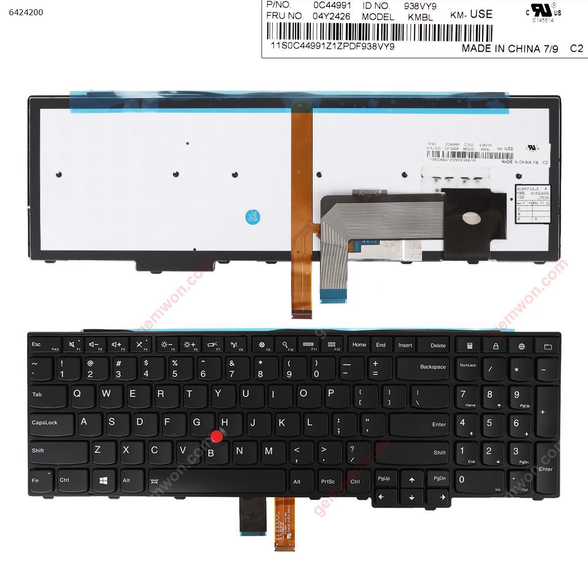 Picture of New Replacement Laptop Keyboard For ThinkPad E531 T540 BLACK(Backlit,  OEM For Win8) US Layout
