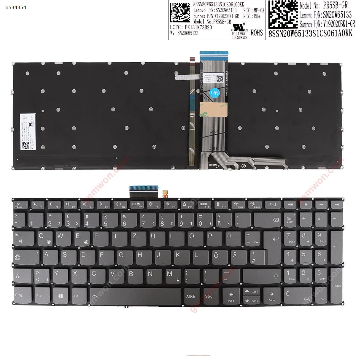 Picture of New Replacement Laptop Keyboard For Lenovo Ideapad 5-15IIL05 15ARE05 15ITL05 5-15ALC05 Gray Backlit GR Layout