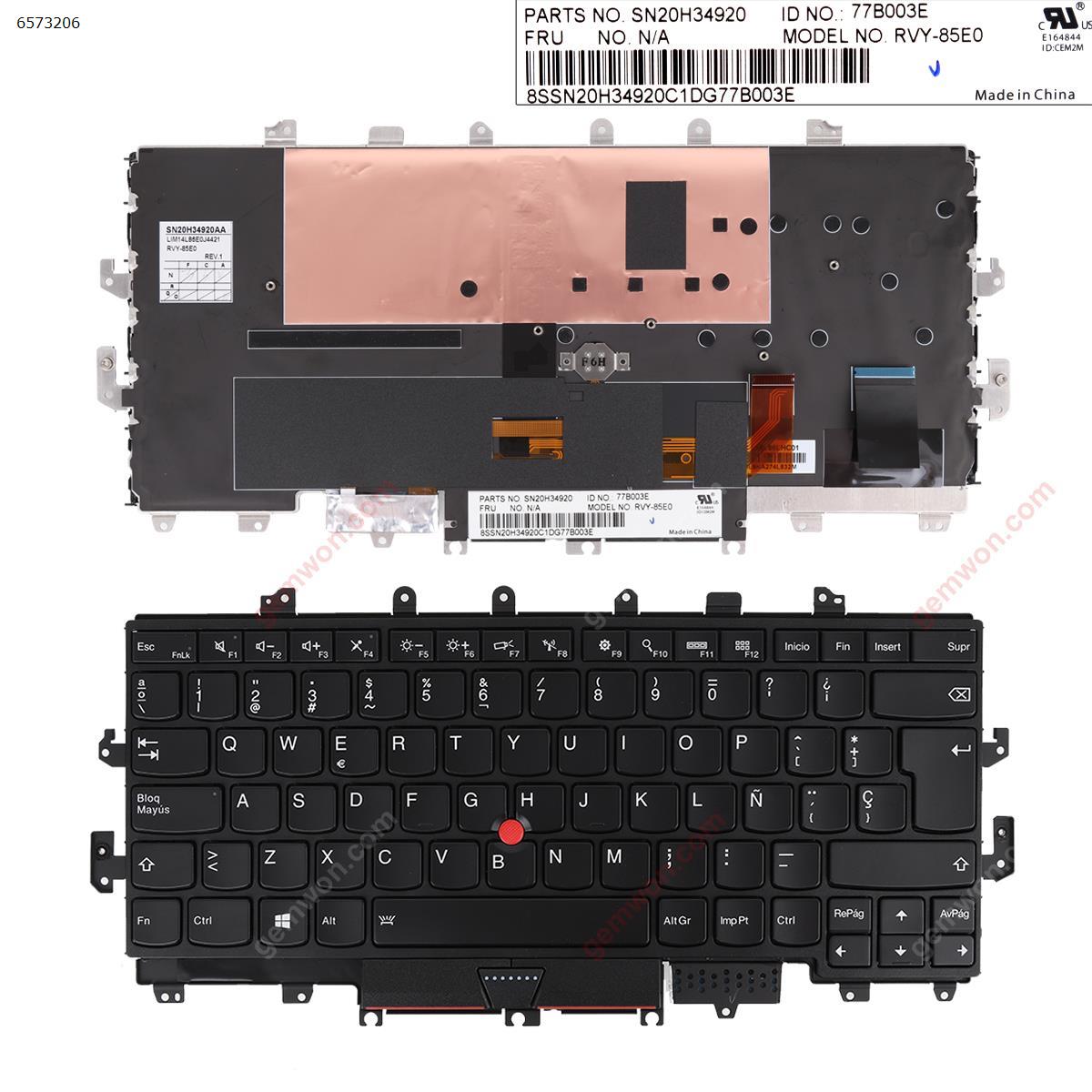 Picture of New Replacement Laptop Keyboard For LENOVO THINKPAD Yoga X1 1st Gen 2016 BLACK FRAME BLACK（with point ，backlit win8） SP Layout