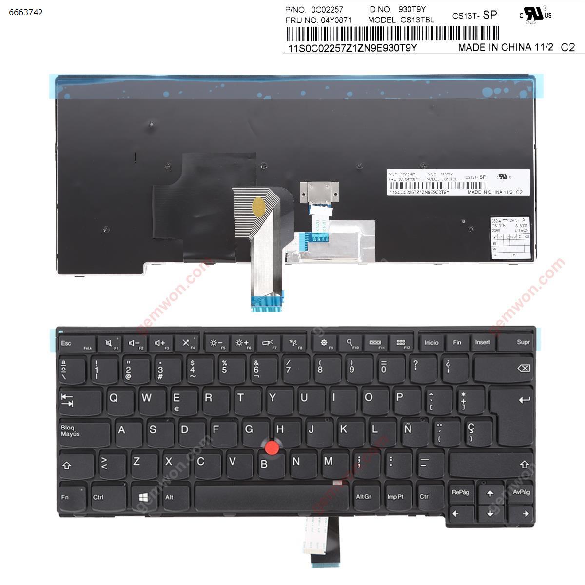 Picture of New Replacement Laptop Keyboard For Thinkpad T440 T440P T440S T450 T450s T431s E431 BLACK FRAME BLACK WIN8( With Point stick) OEM SP Layout