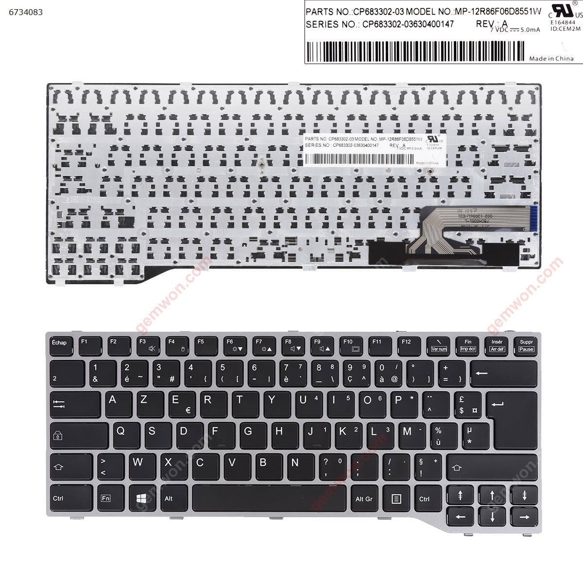 Picture of New Replacement Laptop Keyboard For Fujitsu Lifebook T725 T726  SILVER FRAME BLACK (Win8) FR Layout