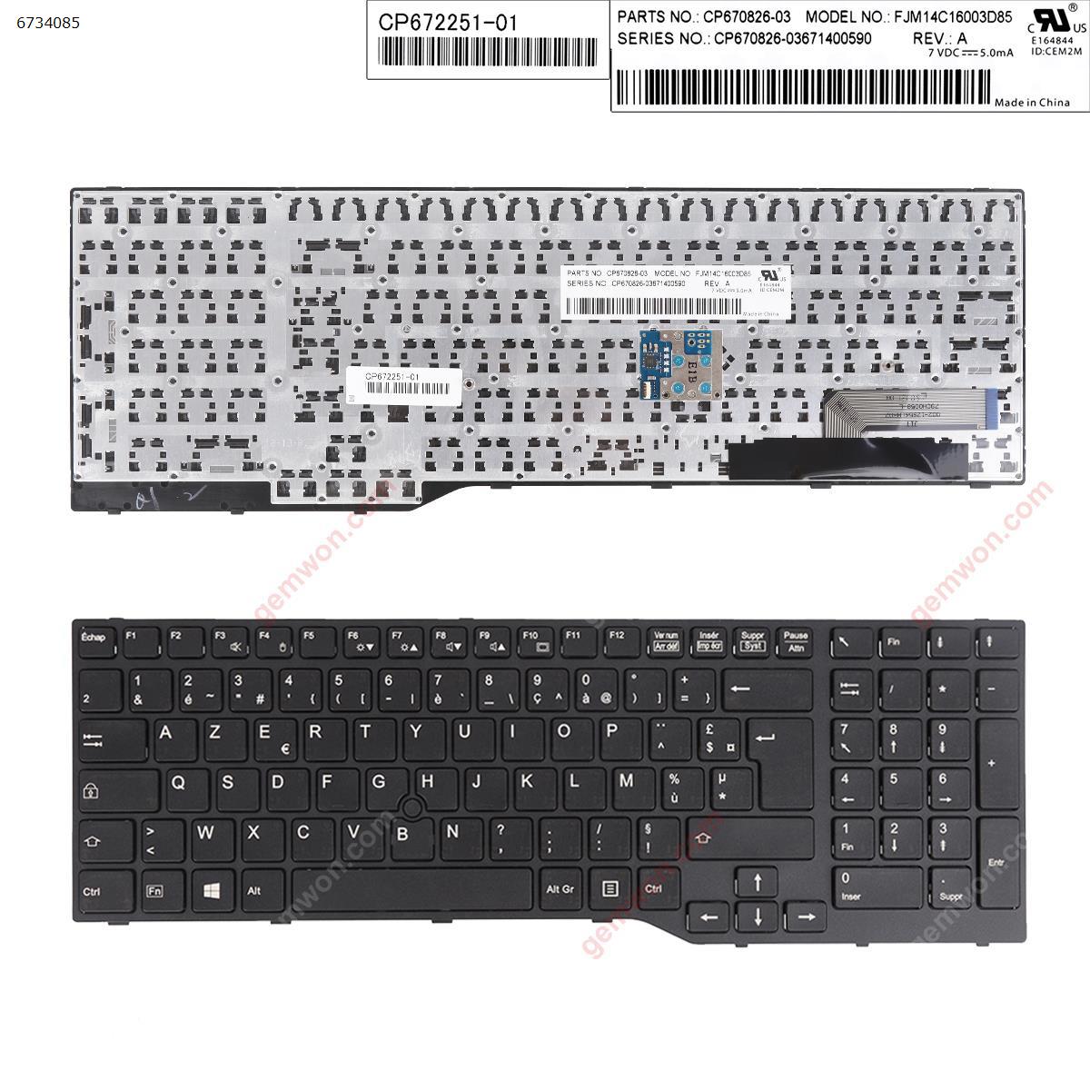 Picture of New Replacement Laptop Keyboard For Fujitsu Lifebook E753 E754 BLACK FRAME BLACK (with Point Win8) FR Layout
